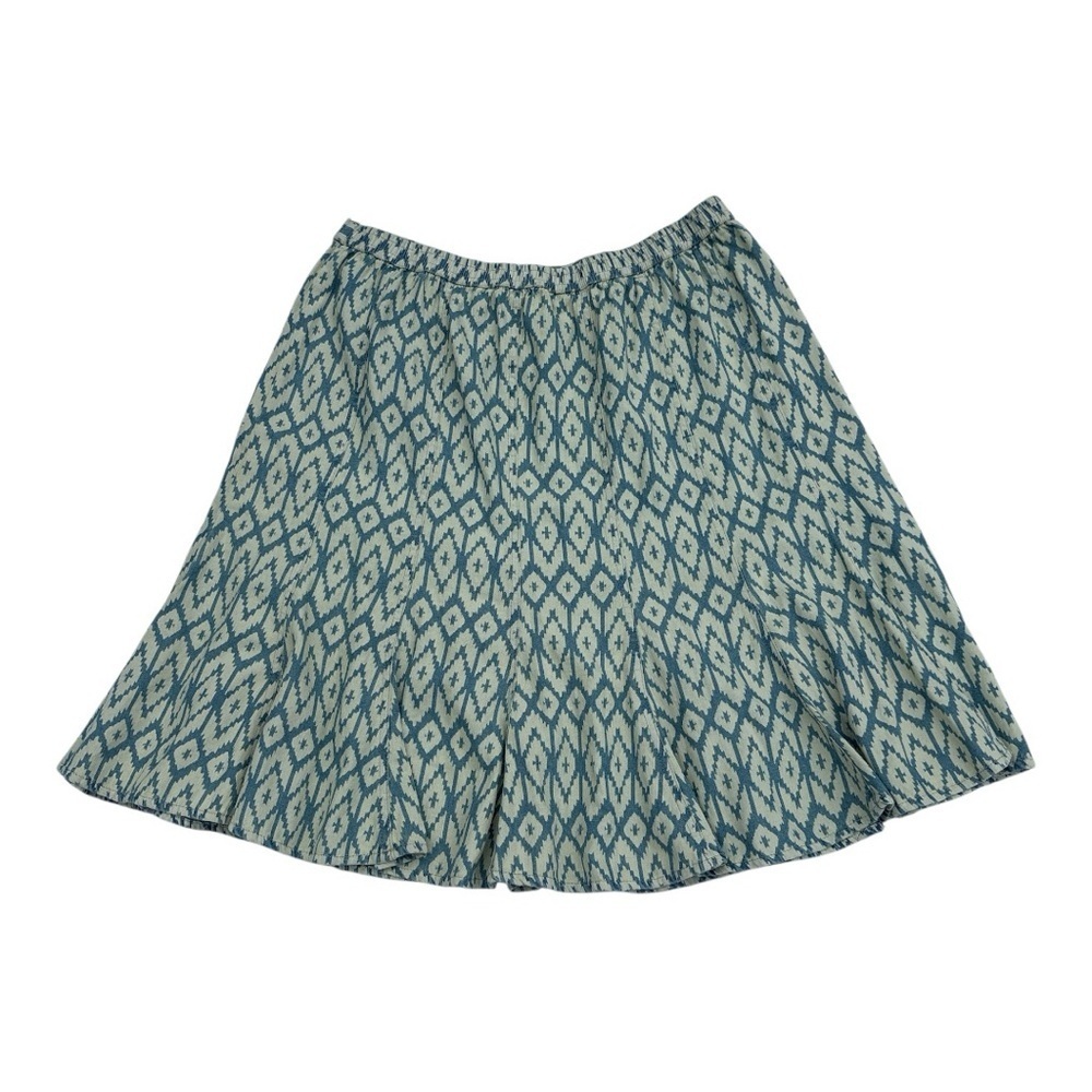 Studio West Blue Ikat Print Large Pleated Cotton Skirt - Picture 3 of 5